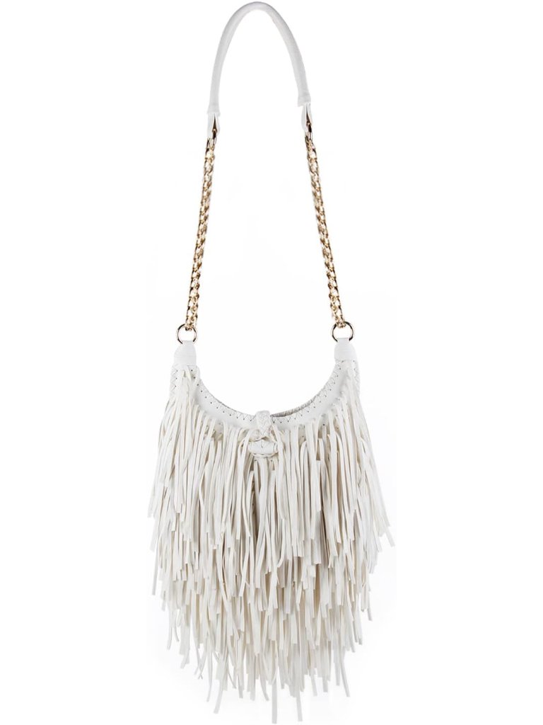 Women's Fringed Faux Suede Leather Cross Body Bag Chain Shoulder Bag Tassel Hand